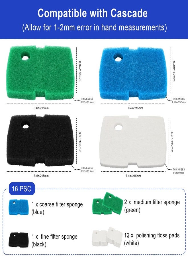 LEWEREST 16 PCS Replacement Canister Filter Pad Compatible with Pennplax Cascade 1200/1500 CCF4UL/CCF5UL, Aquarium Sponge Media Parts Canister Filter Floss Pads for Fish Tank - Image 3